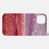 Coques Case-Mate iPhone Paillettes violettes et dorées élégantes (Verso (horizontal))