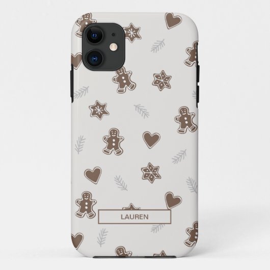 Coques Case-Mate iPhone Pain d'épices Neutre moderne Noël Nom Motif (Dos)