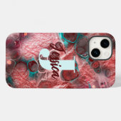 Coques Case-Mate iPhone Paint à fluide Rouge Turquoise à huile à étincelle (Verso (horizontal))