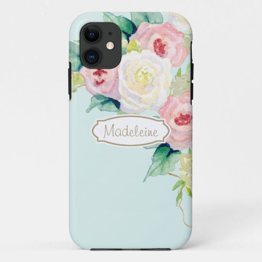 Coques Case-Mate iPhone Painterly Simple Moderne Aquarelle Roses floraux (Dos)