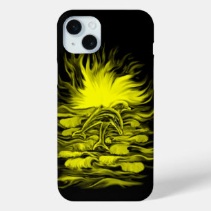 Coque iPhone 15 Mini Paire de dauphins dans le soleil