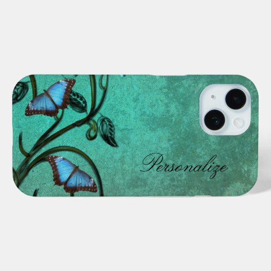 Coques Case-Mate iPhone Paire papillon turquoise (Verso (horizontal))