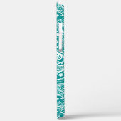 Coques Case-Mate iPhone Paisley floral blanc motif sur turquoise (Verso / Gauche)