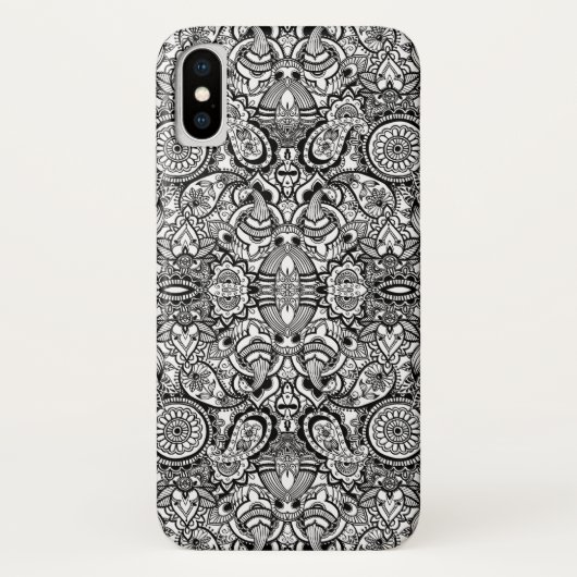 Coques Case-Mate iPhone Paisley floral noir (Dos)