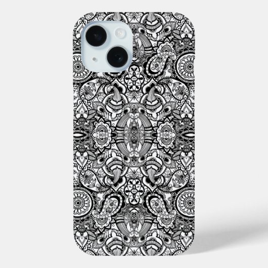 Coques Case-Mate iPhone Paisley floral noir (Verso)