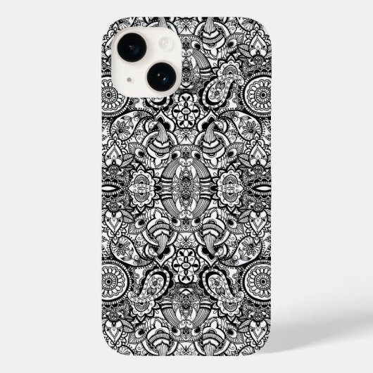 Coques Case-Mate iPhone Paisley floral noir (Verso)