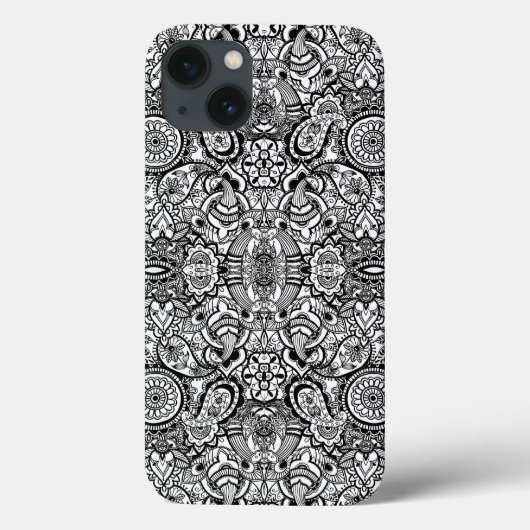 Coques Case-Mate iPhone Paisley floral noir (Verso)