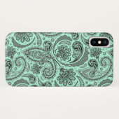 Coques Case-Mate iPhone Paisley florale Black & Mint Green V (Dos (Horizontal))