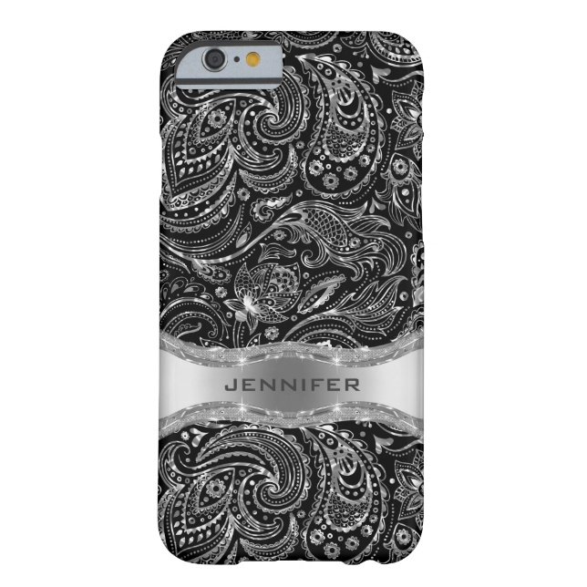 Coques Case-Mate iPhone Paisley Florale Noire Et Métallurgique (Dos)