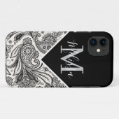 Coques Case-Mate iPhone Paisley noir et blanc (Dos (Horizontal))
