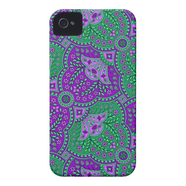 Coques Case-Mate iPhone Paisley vert et pourpre (Dos)