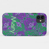 Coques Case-Mate iPhone Paisley vert et pourpre (Dos (Horizontal))