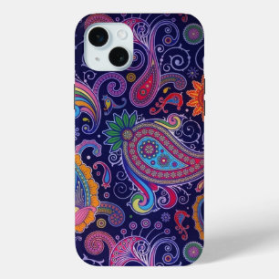Coque iPhone 15 Mini Paisley violet rose