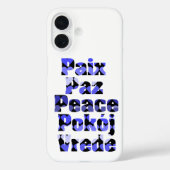 Coques Case-Mate iPhone Paix dans les langues étrangères Cœurs bleus (Verso)