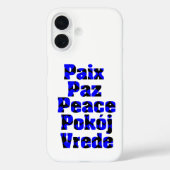 Coques Case-Mate iPhone Paix en différentes langues Coeurs Bleu Noir (Verso)