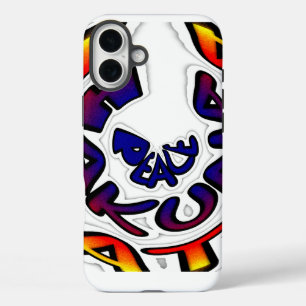 iPhone 16 Plus Case Paix Hakuna Matata" Graffiti Coloré Circulaire
