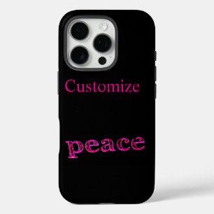 Coques iPhone 16 Pro paix rose sur noir