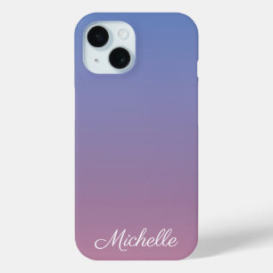 Coque Pour iPhone 15 Pale rose et bleu dégradé ombre