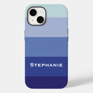 Coque Pour iPhone 14 Palette Bleue Colorée Abstraites bandes Nom person
