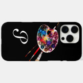 Coques Case-Mate iPhone PALETTE DE COULEUR ARTISTE ET BRUSHES MONOGRAM Noi (Verso (horizontal))