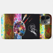 Coques Case-Mate iPhone PALETTE DE COULEUR ARTISTE ET BRUSHES MONOGRAM Noi (Dos (Horizontal))