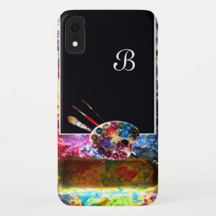 Coque Pour iPhone XR PALETTE DE COULEUR ARTISTE MONOGRAMME Noir