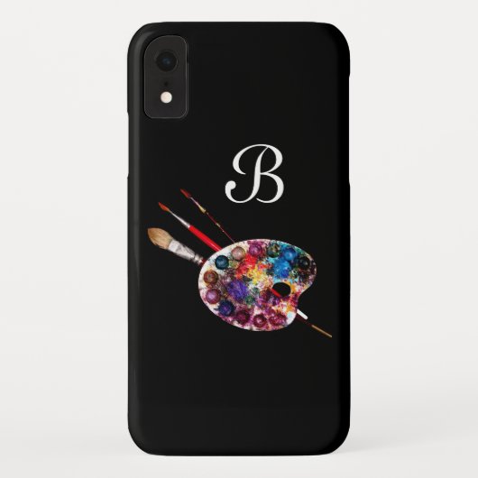 Coques Case-Mate iPhone PALETTE DE COULEURS DE L'ARTISTE MONOGRAMME Noir (Dos)