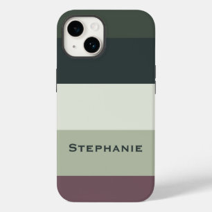 Coque Pour iPhone 14 Palette Verte Wenge Colorée Rayures Abstraites Nom
