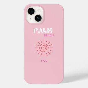 Coque Pour iPhone 14 Palm Beach, Preppy, Preppy Room, Rose
