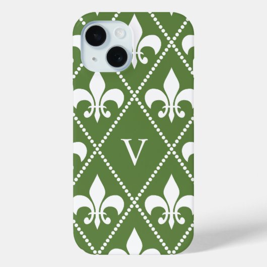 Coques Case-Mate iPhone Palm Fleur de Lis avec monogramme (Verso)