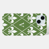 Coques Case-Mate iPhone Palm Fleur de Lis avec monogramme (Verso (horizontal))