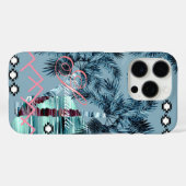 Coques Case-Mate iPhone Palm Hawaiian blue black monogram personalized (Verso (horizontal))