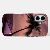 Coques Case-Mate iPhone Palm Tree and Boat Beach Sunset (Verso (horizontal))
