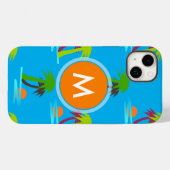 Coques Case-Mate iPhone Palm Tree coucher de soleil Motif de mer Monogramm (Verso (horizontal))