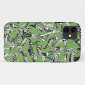 Coques Case-Mate iPhone palme de fête du chat vert (Dos (Horizontal))