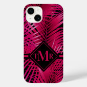 Coques Case-Mate iPhone Palme rose chaud Monogramme (Verso)