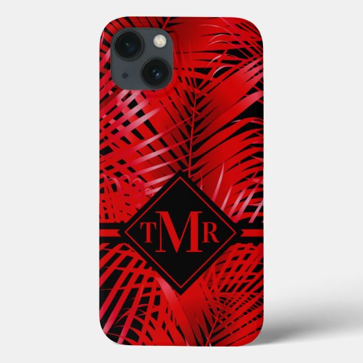 Coques Case-Mate iPhone Palme rouge monogramme (Verso)