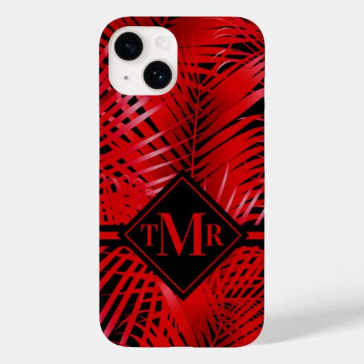 Coques Case-Mate iPhone Palme rouge Monogramme (Verso)