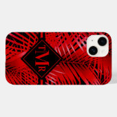 Coques Case-Mate iPhone Palme rouge Monogramme (Verso (horizontal))