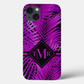 Coques Case-Mate iPhone Palme violet tropicale monogramme (Verso)