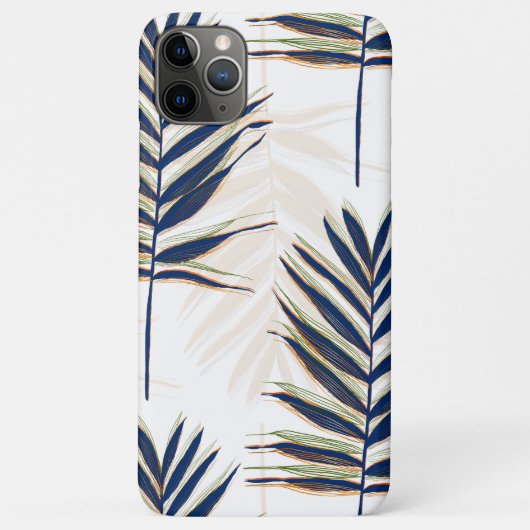Coques Case-Mate iPhone Palmier bleu moderne Feuille Gold Strots Blanc Des (Dos)