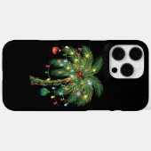 Coques Case-Mate iPhone Palmier de Noël tropical avec lumières et ornam (Verso (horizontal))