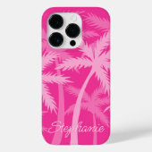 Coques Case-Mate iPhone Palmier rose chaud Magenta Fuchsia Monogramme (Verso)