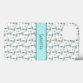 Coques Case-Mate iPhone Palmier Tropical Monogramme Soleil Plage Sarcelle (Verso (horizontal))