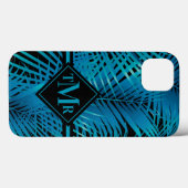 Coques Case-Mate iPhone Palmier Turquoise Tropical Monogrammé (Verso (horizontal))