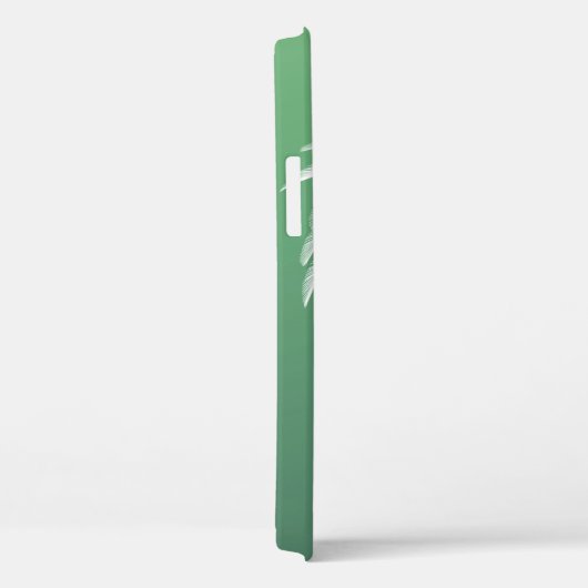 Coques Case-Mate iPhone Palmier Vert Blanc Tropical Élégant Monogramme (Verso / Droite)