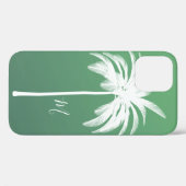 Coques Case-Mate iPhone Palmier Vert Blanc Tropical Élégant Monogramme (Verso (horizontal))