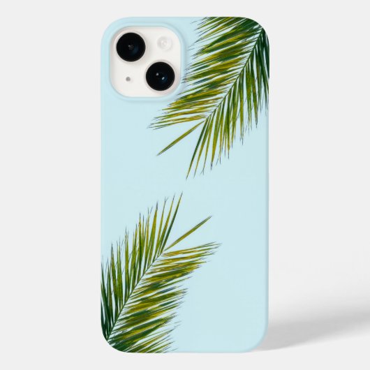 Coques Case-Mate iPhone Palmier Vert Tropical sur Fond Bleu Clair (Verso)