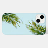 Coques Case-Mate iPhone Palmier Vert Tropical sur Fond Bleu Clair (Verso (horizontal))