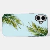 Coques Case-Mate iPhone Palmier Vert Tropical sur Fond Bleu Clair (Verso (horizontal))
